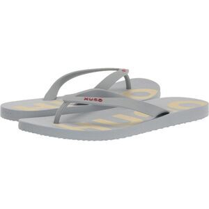 HUGO Men's Big Logo Print Flip Flops Slide Slippers Ice Blue Size 12/13 NWT